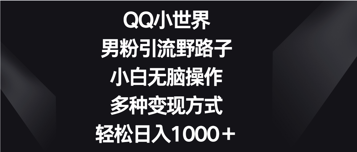 fy3689期-QQ小世界男粉引流野路子，小白无脑操作，多种变现方式轻松日入1000＋