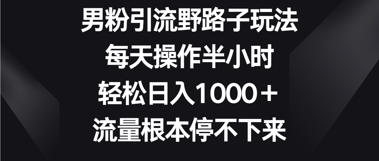 fy3652期-男粉引流野路子玩法，每天操作半小时轻松日入1000＋，流量根本停不下来