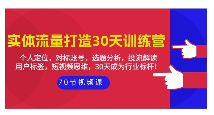 fy3133期-实体流量打造30天训练营：个人定位，对标账号，选题分析，投流解读（70节）