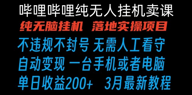 fy2824期-哔哩哔哩纯无脑挂机卖课 单号日收益200+ 手机就能做