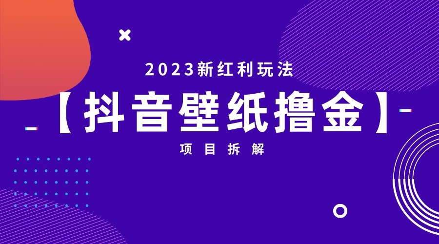 （FY-1008期）2023新红利玩法，抖音壁纸撸金项目拆解(探索抖音快手新红利抖音壁纸撸金项目详解)