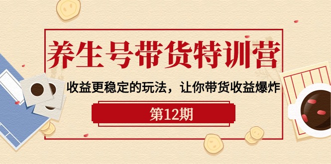 （10110期）养生号带货特训营【12期】收益更稳定的玩法，让你带货收益爆炸-9节直播课