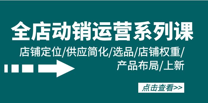 （9845期）全店·动销运营系列课：店铺定位/供应简化/选品/店铺权重/产品布局/上新