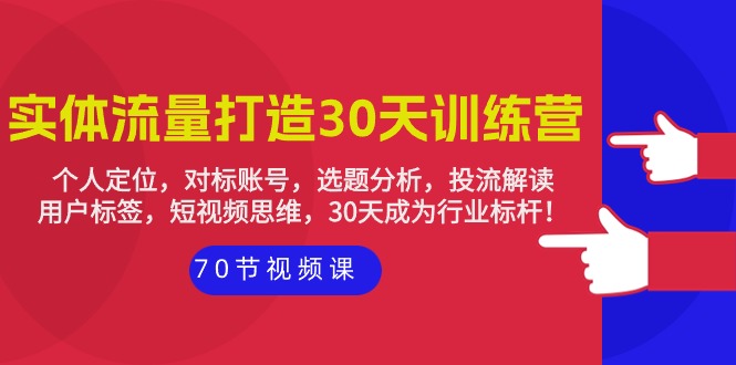 （9782期）实体-流量打造-30天训练营：个人定位，对标账号，选题分析，投流解读-70节