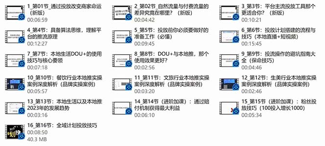 （9439期）本地同城·推核心方法论，本地同城投放技巧快速掌握运营核心（16节课）