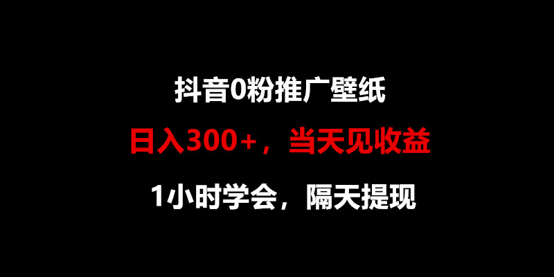 fy3788期-日入300+，抖音0粉推广壁纸，1小时学会，当天见收益，隔天提现