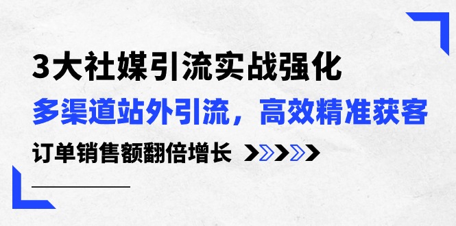 （10563期）3大社媒引流实操强化，多渠道站外引流/高效精准获客/订单销售额翻倍增长