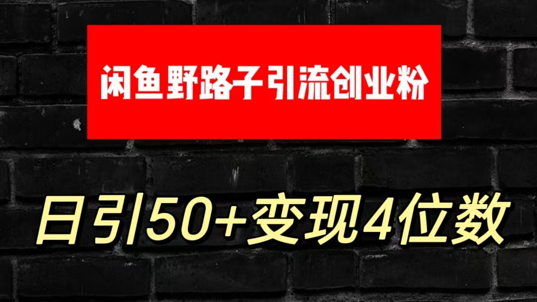 FY4056期-大眼闲鱼野路子引流创业粉，日引50+单日变现四位数