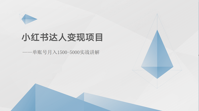 FY4134期-小红书达人变现项目：单账号月入1500-3000实战讲解