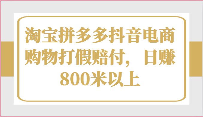 FY4159期-淘宝拼多多抖音电商购物打假赔付，日赚800米以上