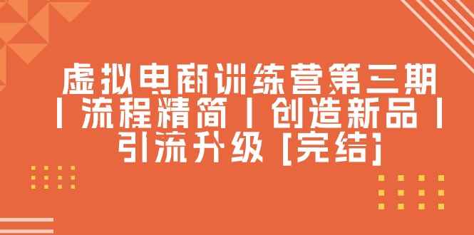 FY4177期-虚拟电商训练营第三期丨流程精简丨创造新品丨引流升级