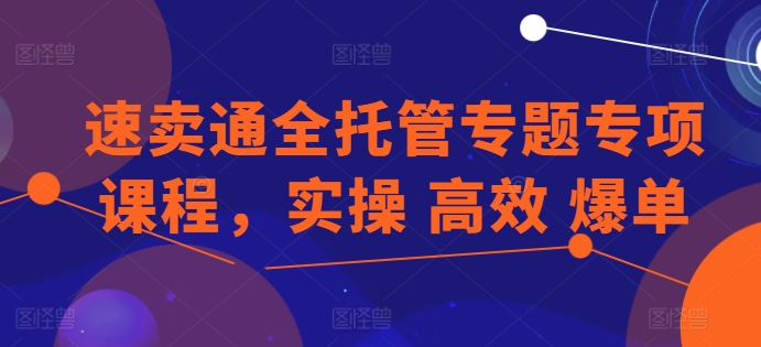 速卖通全托管专题专项课程，实操 高效 爆单（十一节）