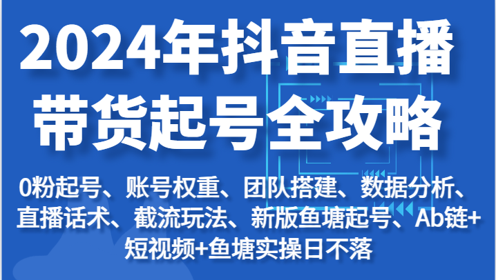 FY4296期-2024年抖音直播带货起号全攻略：起号/权重/团队/数据/话术/截流等